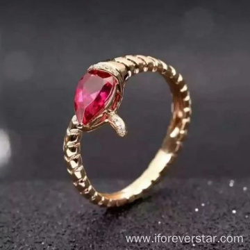 18K Latest Gold With Ruby Finger Ring